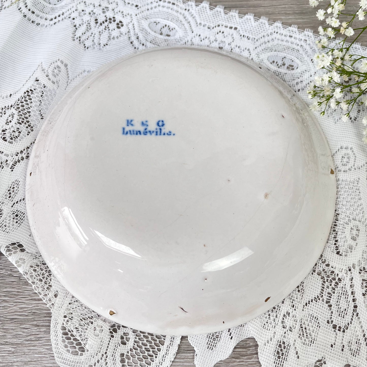 Antique K & G Luneville Faience Tin Glaze Earthenware Plate. Chanticleer. France
