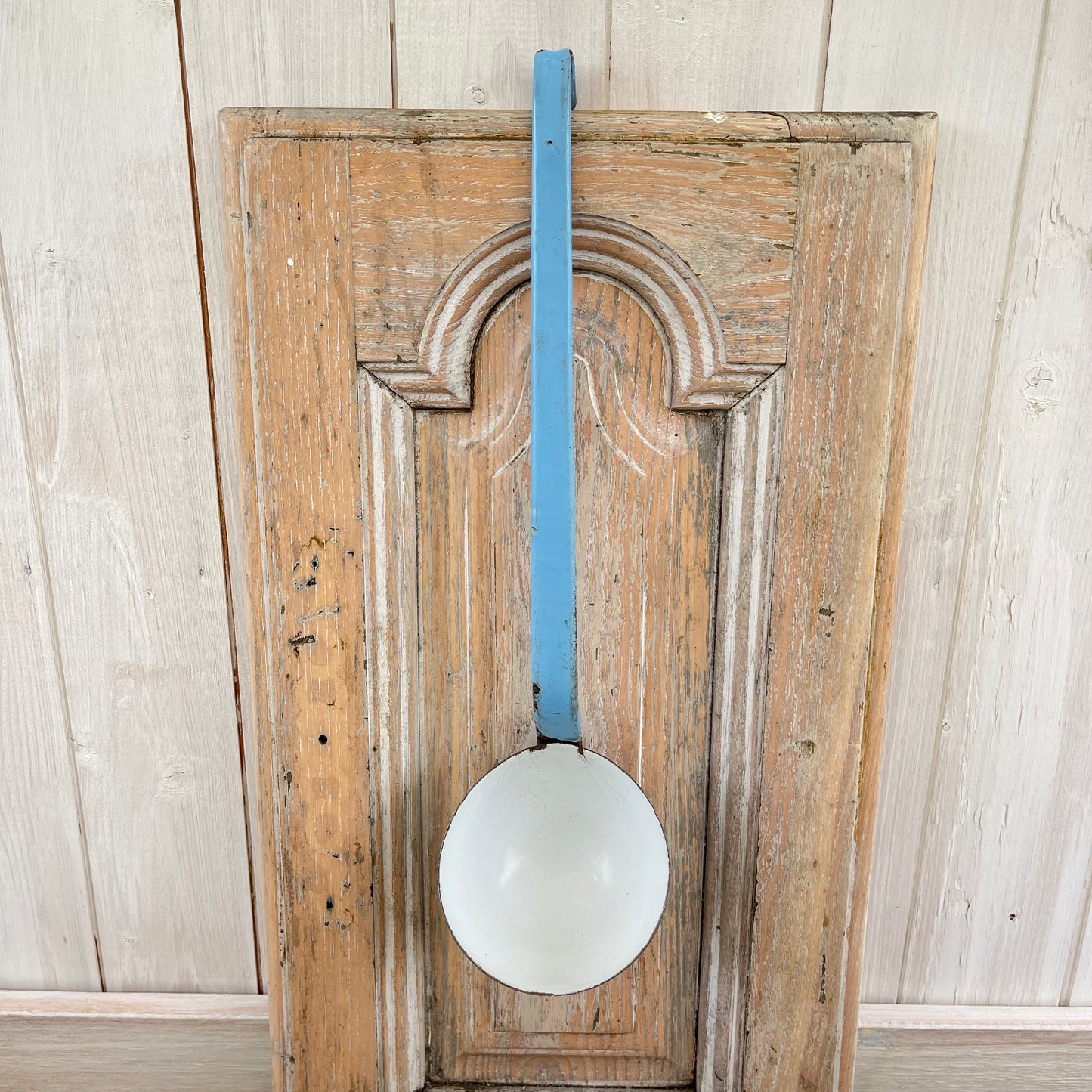 Vintage Blue Enamel Ladle. Chippy. Rustic. Brocante