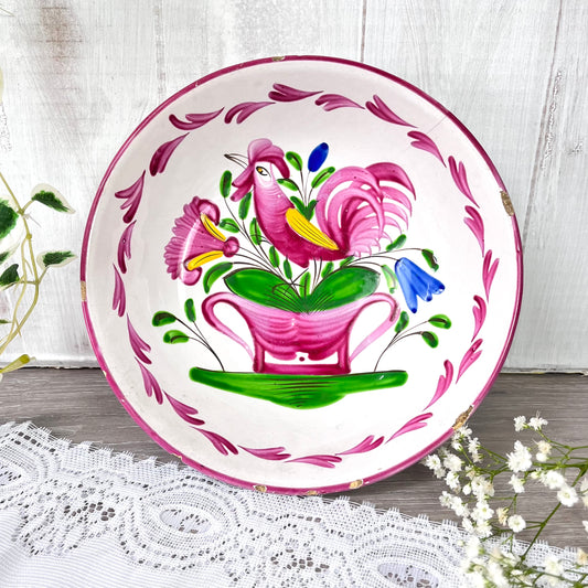 Antique K & G Luneville Faience Tin Glaze Earthenware Plate. Chanticleer. France