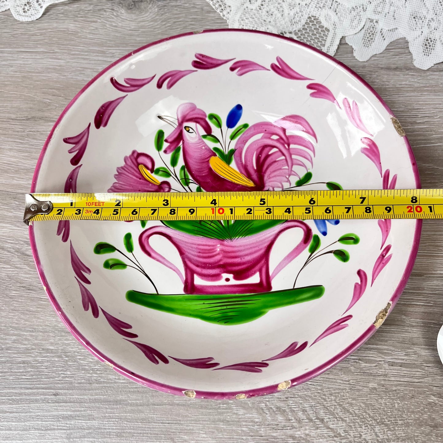 Antique K & G Luneville Faience Tin Glaze Earthenware Plate. Chanticleer. France
